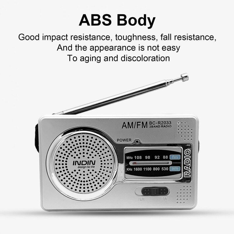 AM FM Radio Telescopic Antenna Full Band Portable Radio Receiver Retro FM World Pocket Radio Player for Elder R2033