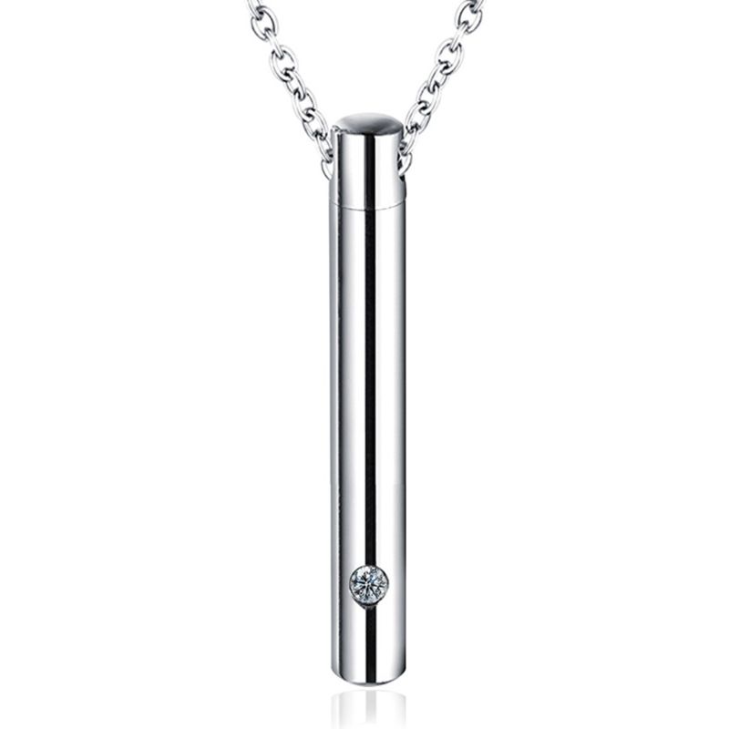 Porte-bijoux cylindrique en acier inoxydable pour animal de compagnie, porte-conteneur commémoratif de cendres, pendentif souvenir commémoratif: WHITE