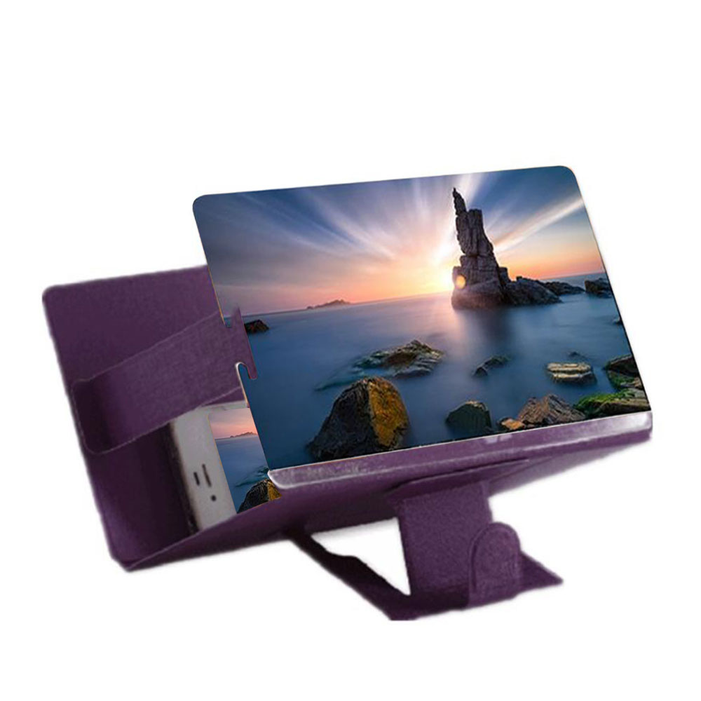 Mobile Phone Screen Magnifier 3D Enlarger Magnifying Video Amplifier Projector Bracket Desktop Holder Stand For Phone: Purple