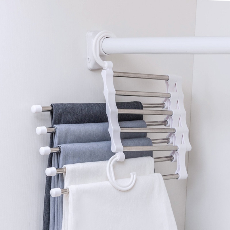 Perchas para pantalones para bufanda, ganchos de viaje multifunción, bufandas, cinturón, toalla, colgador mágico de acero, estantes de almacenamiento