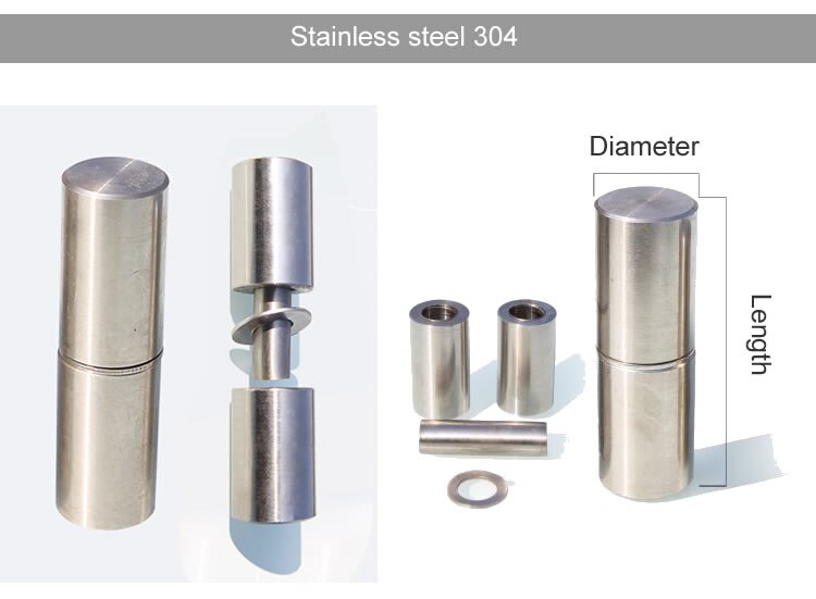 Charnières cylindriques en acier inoxydable 304 | Charnière industrielle, solide et robuste, sans rouille, détachable pour porte métallique extérieure