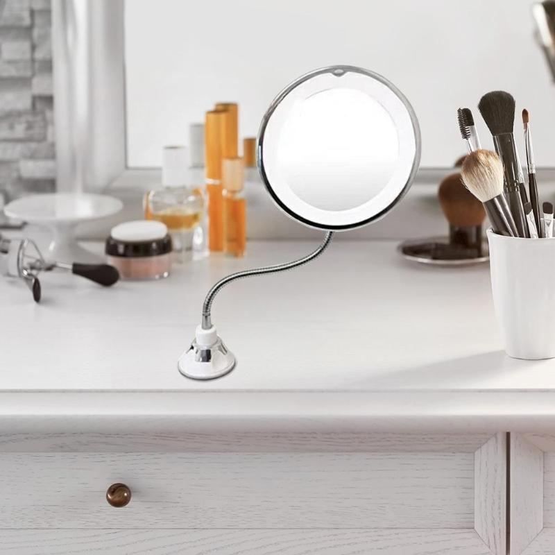 Led spejl makeup spejl med led lys makeup spejl sugekop 360 rotations bruser barbering makeup dugfri spejl