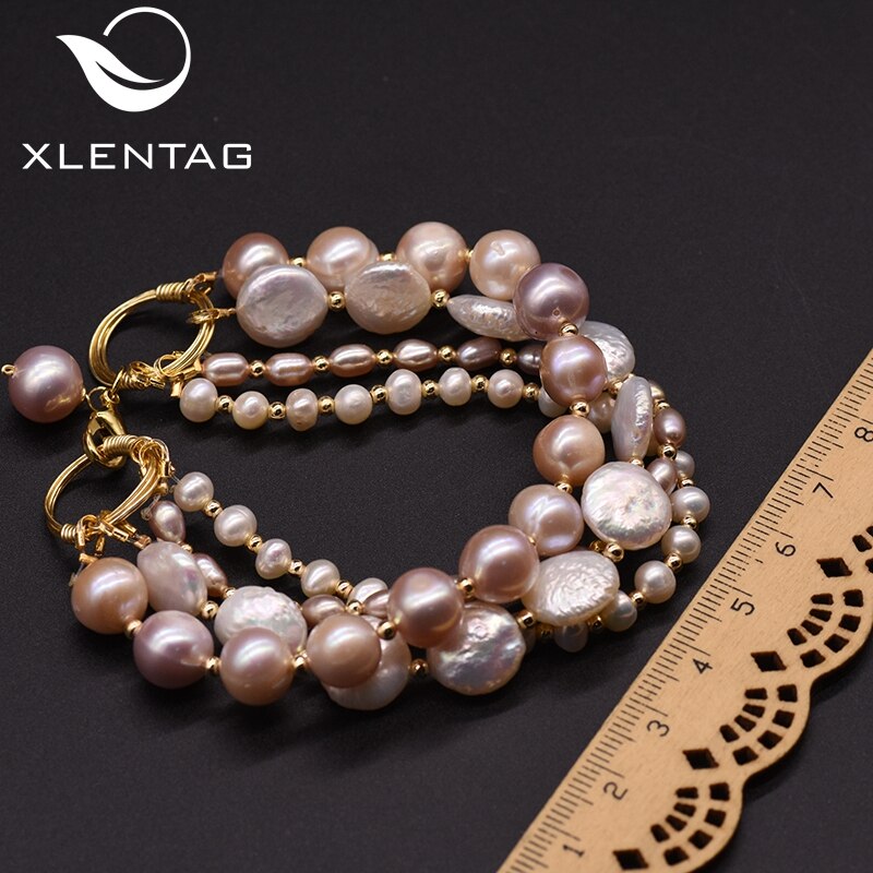 XlentAg Natural Baroque Pearl Multi-layer Luxury Bracelets For Women Engagement Vintage Jewlery Feminina GB0189