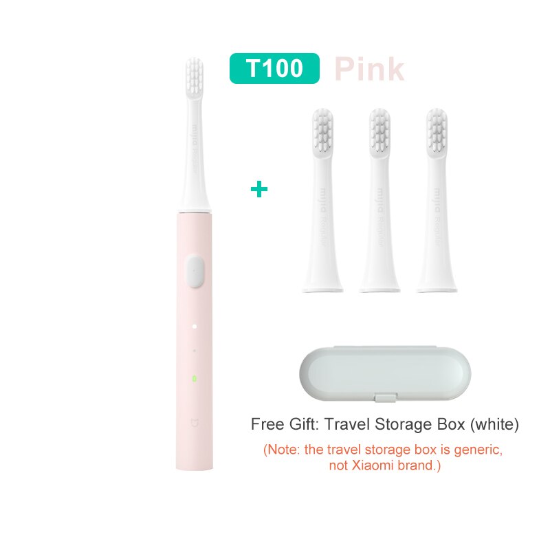 Xiaomi mijia T100 sonic電動歯ブラシ大人超sonic自動歯ブラシusbで充電可能な防水トラベルボックス: Pink add 3 heads