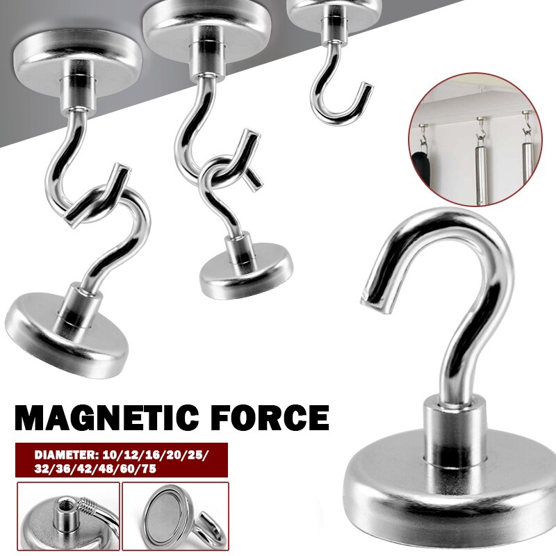 Magnetic Hooks Powerful Heavy Duty Neodymium Magnet Hanger Strong Magnetic Cup Hanging Hangers Key Coat Wall Hook