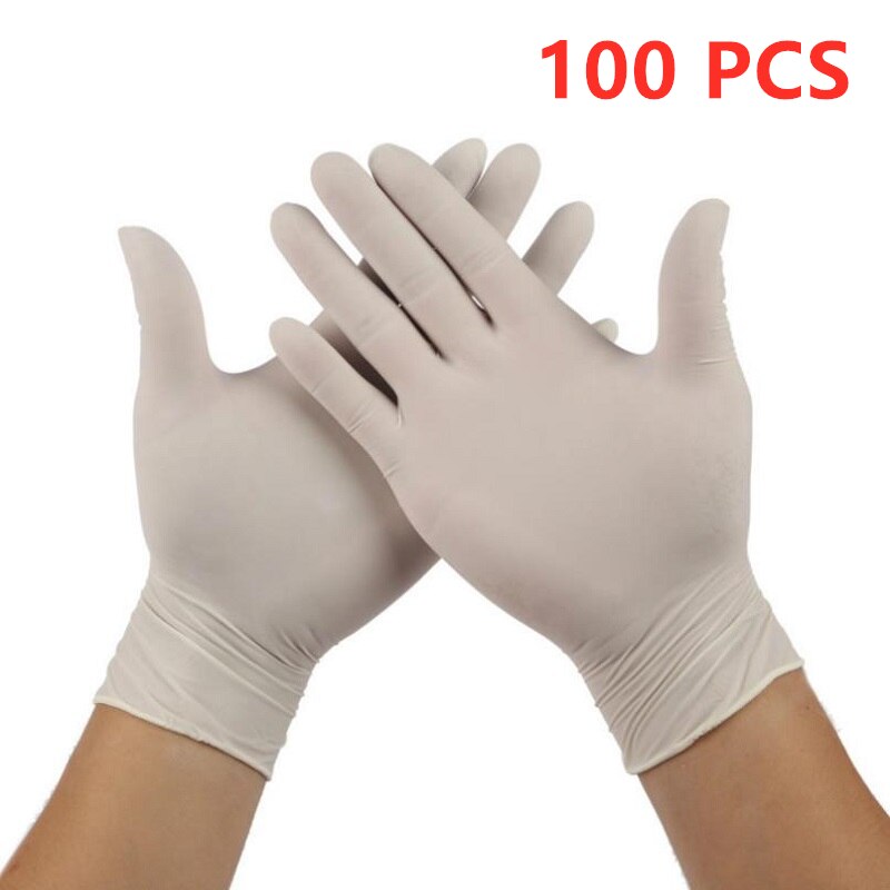 100pcs Disposable Latex Gloves Free Powder-Free Exam Glove Size Small Medium Large X-Large Nitrile Vinyl Hand: White / M