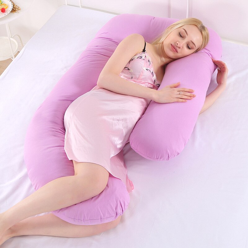 Bomuld kvinder barsel fuld krop pude gravid side sveller støtte komfort pude puder soveværelse sengetøj 5: Lilla