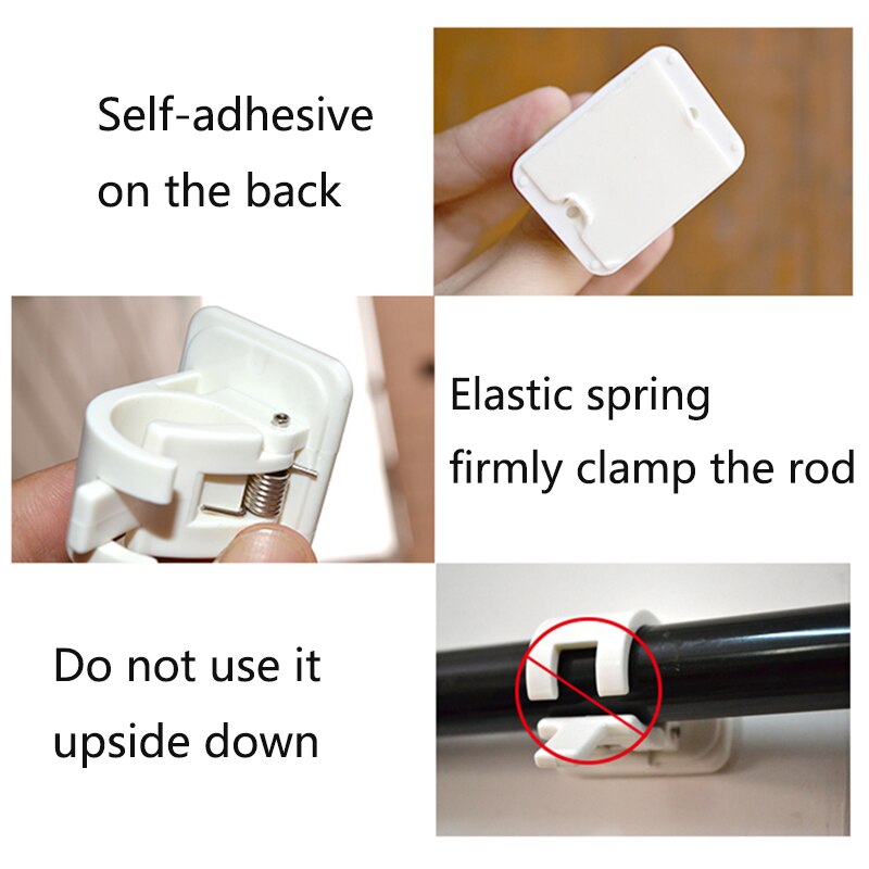 2 unids/set de ganchos de barra colgante para cortina, ganchos adhesivos para Cortina de ducha, barra colgante de pared blanca, estante de Clip fijo