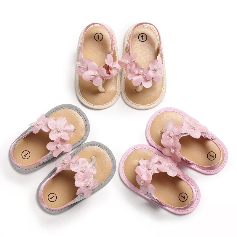 Zomer 0-1 Jaar Oude Baby Sandalen Bloem Pailletten Zachte Bodem Anti-Slip Siliconen Bodem Peuter schoenen