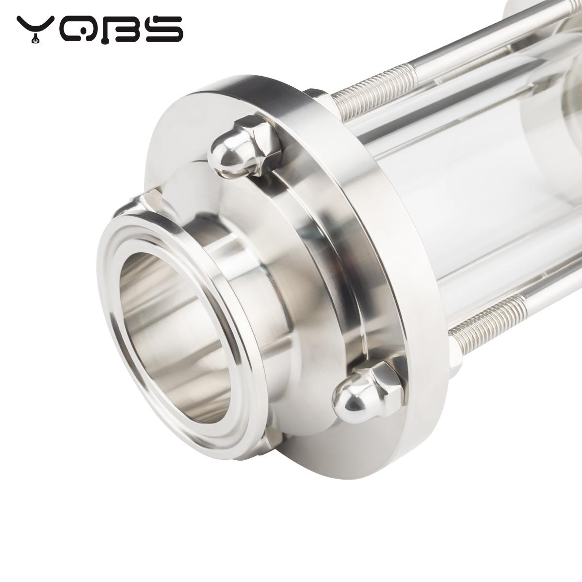 Dioptrías de cristal de flujo sanitario YQBS, ajuste de 1,5 ", triple abrazadera, tubo de 38mm OD SUS 304, acero inoxidable para producto de diario casero