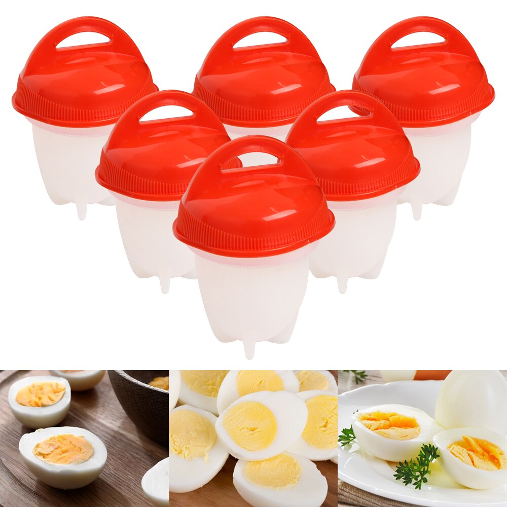 6 st äggkokare silikon tjuvfiskare non-stick äggkokare avdelare kokt äggkopp multifunktionell äggångare kökstillbehör