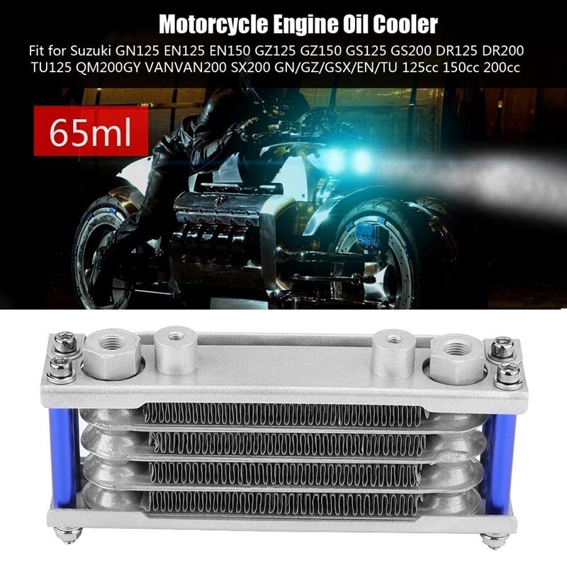 Enfriador de aceite de motor para motocicleta, radiador de refrigeración de aluminio de 65Ml para Suzuki 125CC, 150CC, 200CC, con accesorios de montaje