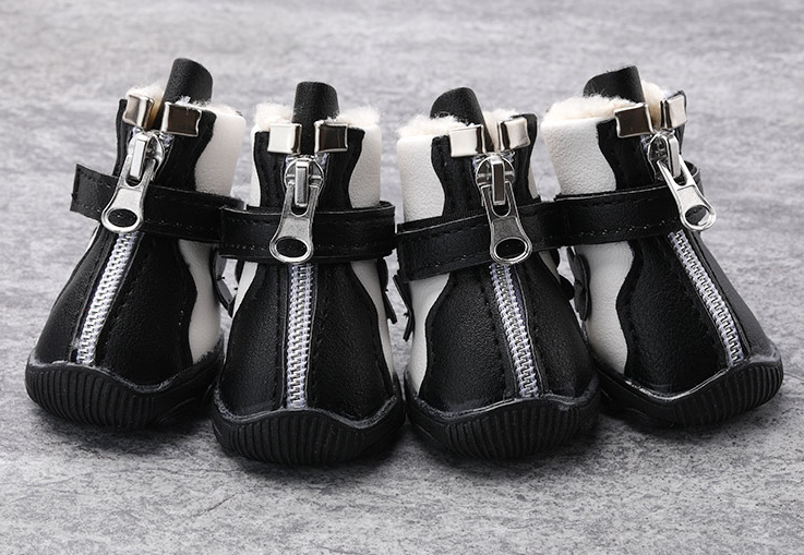 4pcs/set Pet Dog Shoes Winter Super Warm Cotton Dog Boots Anti Slip Shoes For Small Medium Dog Pet Product Chihuahua Snow Boots: stlye-5