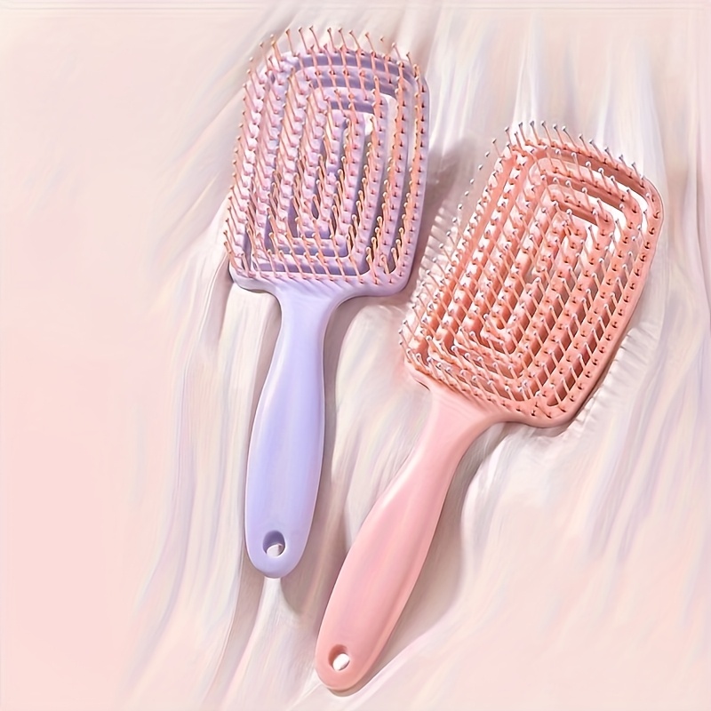 Brosse à cheveux démêlante ergonomique ajourée, creuse ergonomique avec poignée, douce sur les cheveux humides/secs pour tous les Types, 1 pièce
