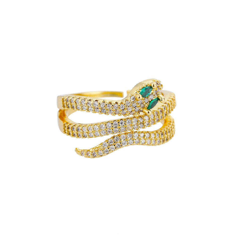 Schlangenringe für damen und mädchen, verstellbare fingerringe mit zirkonia, goldringe, eheringe, paarringe, schmuck, anillos mujer: Jz2818-3