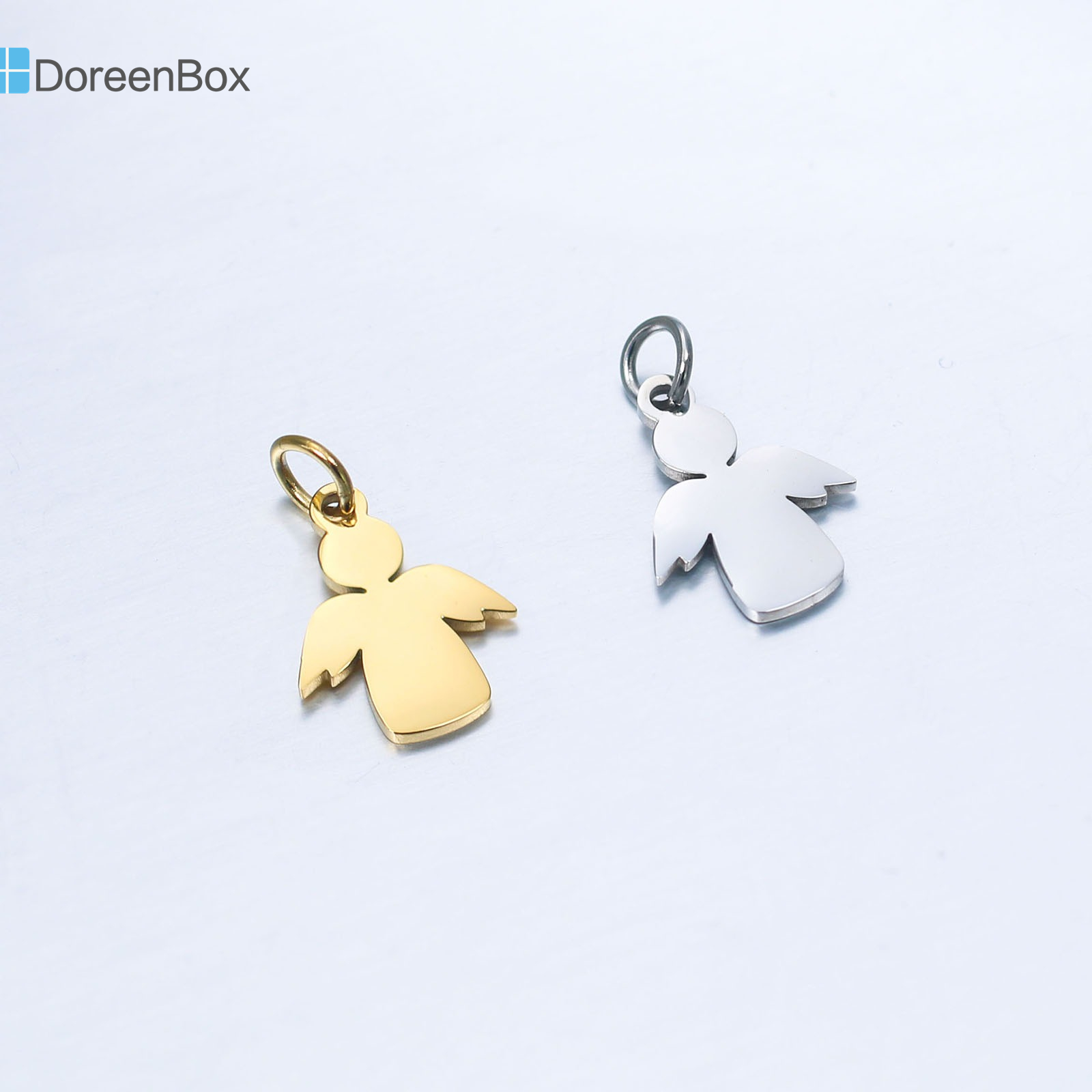 Breloques ange en acier inoxydable, collection de conte nickel é, multicolore, métal, PmotDIY, collier exécutif, bijoux , 18mm x 11mm, 1PC