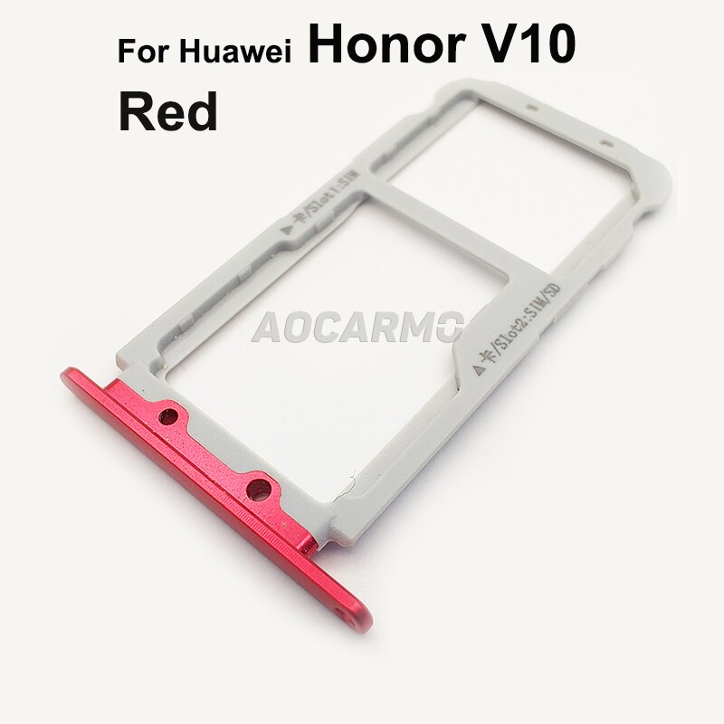 Aocarmo Schwarz/Rot/Blau/Gold SD MicroSD Halter Nano Sim Karten-behälter Slot Für Huawei Ehre V10 BKL-AL20: Red