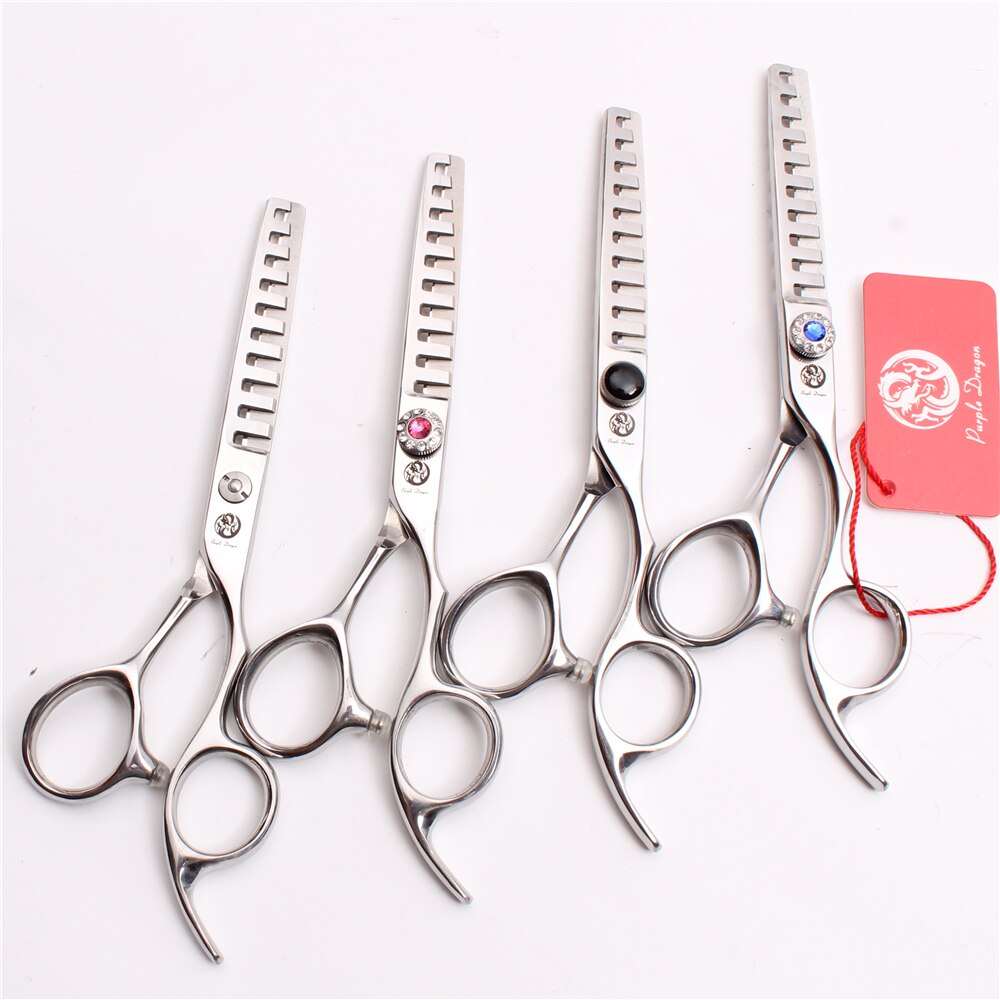 6'' 17cm Japan 440C Purple Dragon Human Hair Thinning Scissors 10 Teeth Barbers' Scissors Thinning Rate 40% Z2005-A