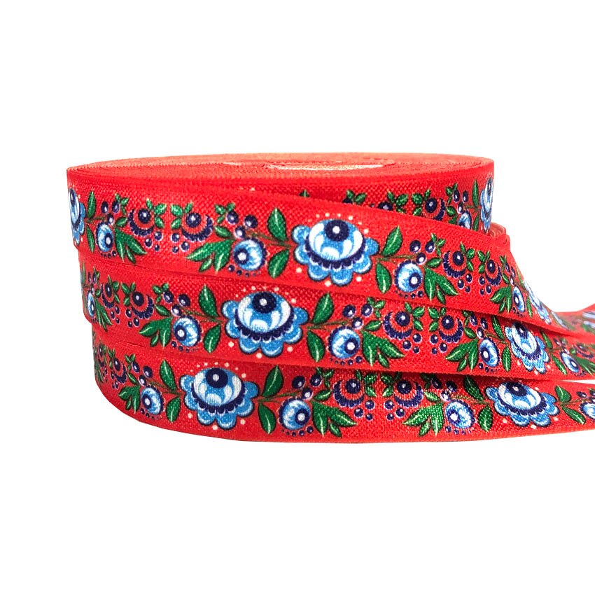 5 yards 16mm søte blomster bladfold over elastiske bånd baby pannebånd jenter hårbånd hår tilbehør håndverksutstyr: P1065