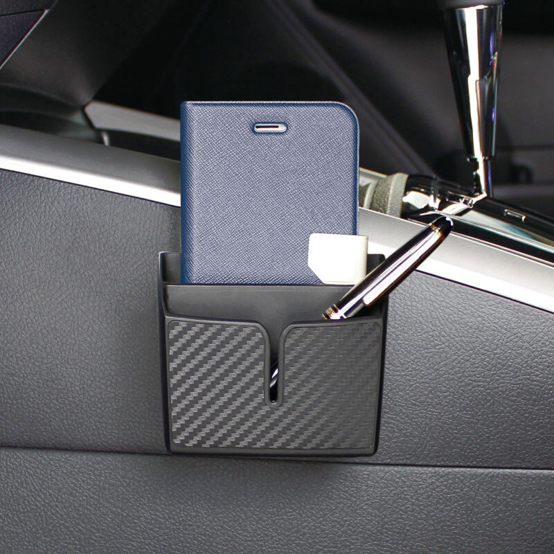 Carbon Fiber Style Car Storage Box Phone Holder Soft PVC Material Car Organizer Bag Card Holders Coin Holder Stowing Tidying