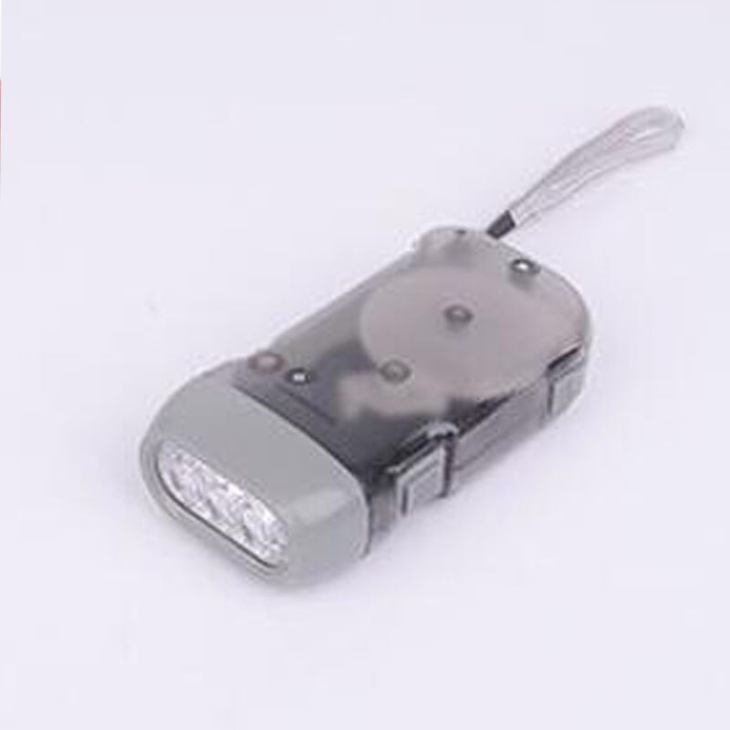 Hand Crank Flashlight Hand Pressing Flashlights Camping Lights Plastic 3 LED dynamo Battery-Free Product Traveling Torch Light: Gray