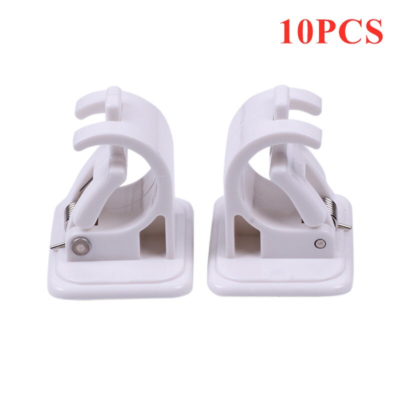 2-20Pcs Shower Curtain Rod Fixed Clip Plastic Hanging Rod Clip Adhesive Wall Curtain Hanging Rod Clamp Hooks Hanging Rack Hook: 02