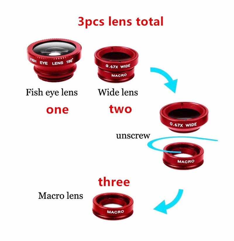 Fish Eye Lens Wide Angle Macro Fisheye Camera Lens Kits with Clip for Mobile Phone Lenses Rybie Oko Makro Obiektyw Do Telefonu