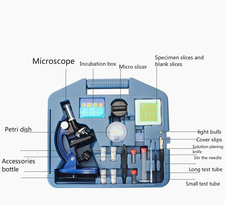 Kinderen Kid Biologische Microscoop Set Student Educatief 100x 600x 1200x Voor Kids