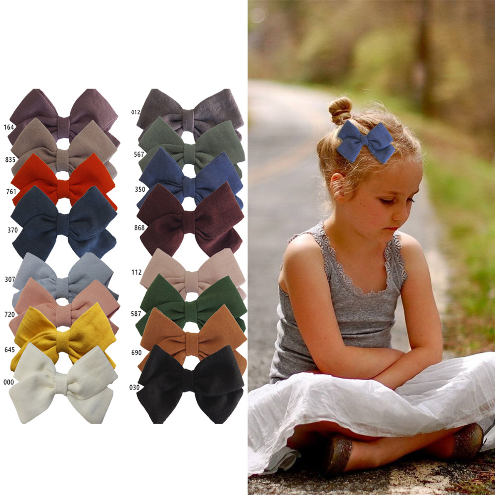 4 stk boutique stoff sløyfe klips hår sløyfer hår hårspenner hår spenner bomull hårsløyfe hårgrep barn jente hår tilbehør