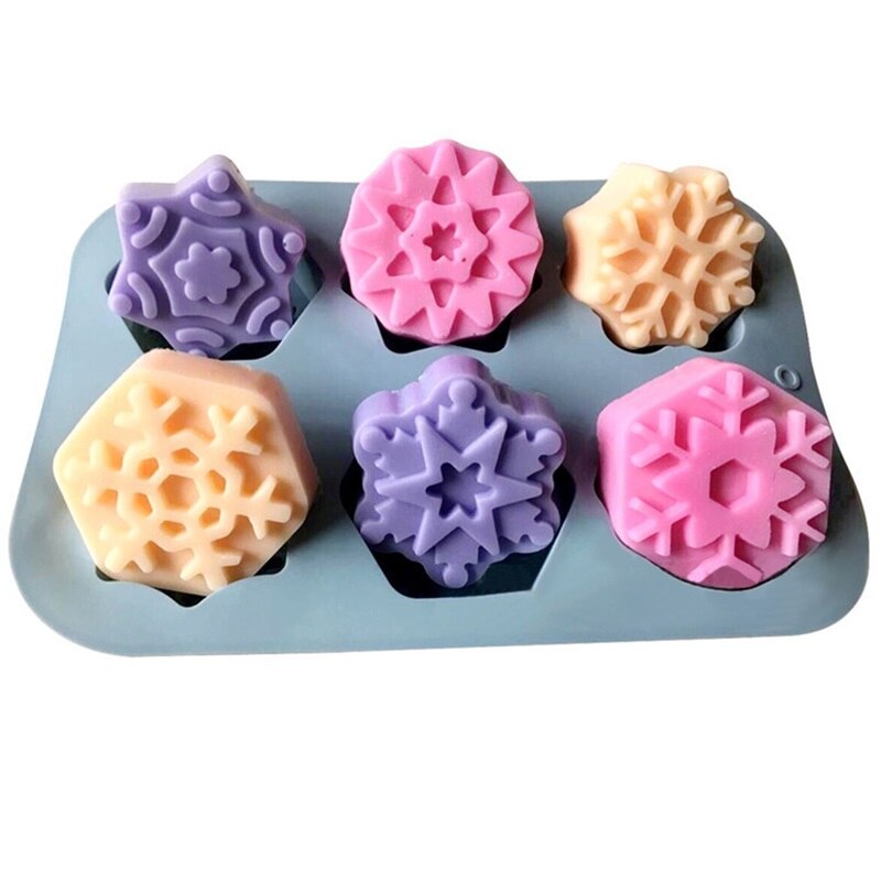 3D Snowflake Soap Mold Silicone Candle Mold Aroma Gypsum Plaster Resin Mould Cake Decoration Tool Handmade Candle Molds