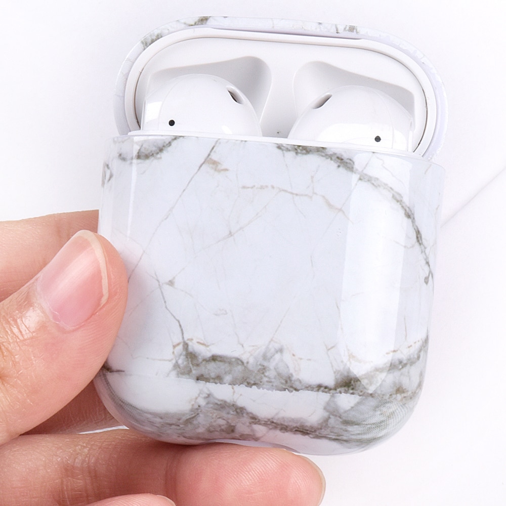 Zachte Siliconen Cover Voor Apple Airpods Draadloze Bluetooth Oortelefoon Case Voor Airpods 2 1 Marmer Patroon TPU Shell voor Air pods Doos