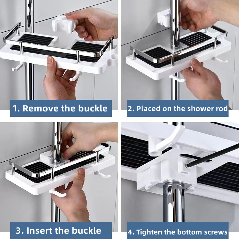 Badkamer Douche Opbergrek Organizer Geen Boren Hefstang Douchekop Houder Douchegel Shampoo Lade Houder Paalplanken