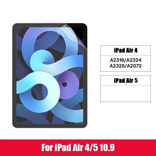 Protecteur d'écran, Film mat comme un papier pour Apple iPad 9.7 Air 2 3 4 10.5 10.9 Pro 11 10.2 7e génération: For 10.9 Air 4 5