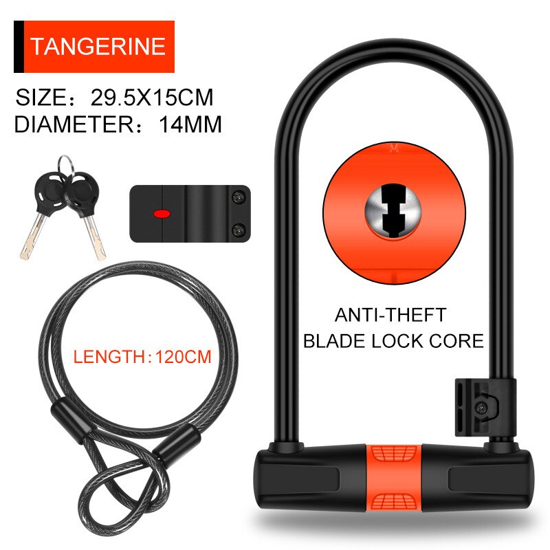 u lock bike wire Key cable bicicleta MTB bicycle lock cycling control pad safety rear ring motorcycle security lock anti theft: Default Title