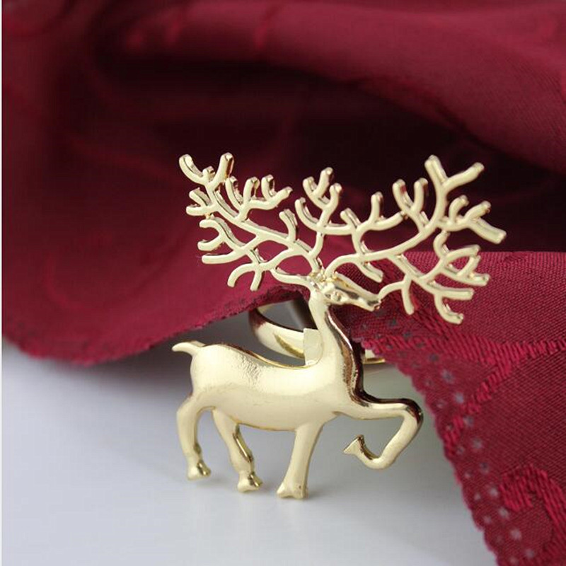 6 Stks Metalen Kerst Herten Vorm Servetring Servet Gesp Hotel Restaurant Home Tafel Decoratie Serviette Holder