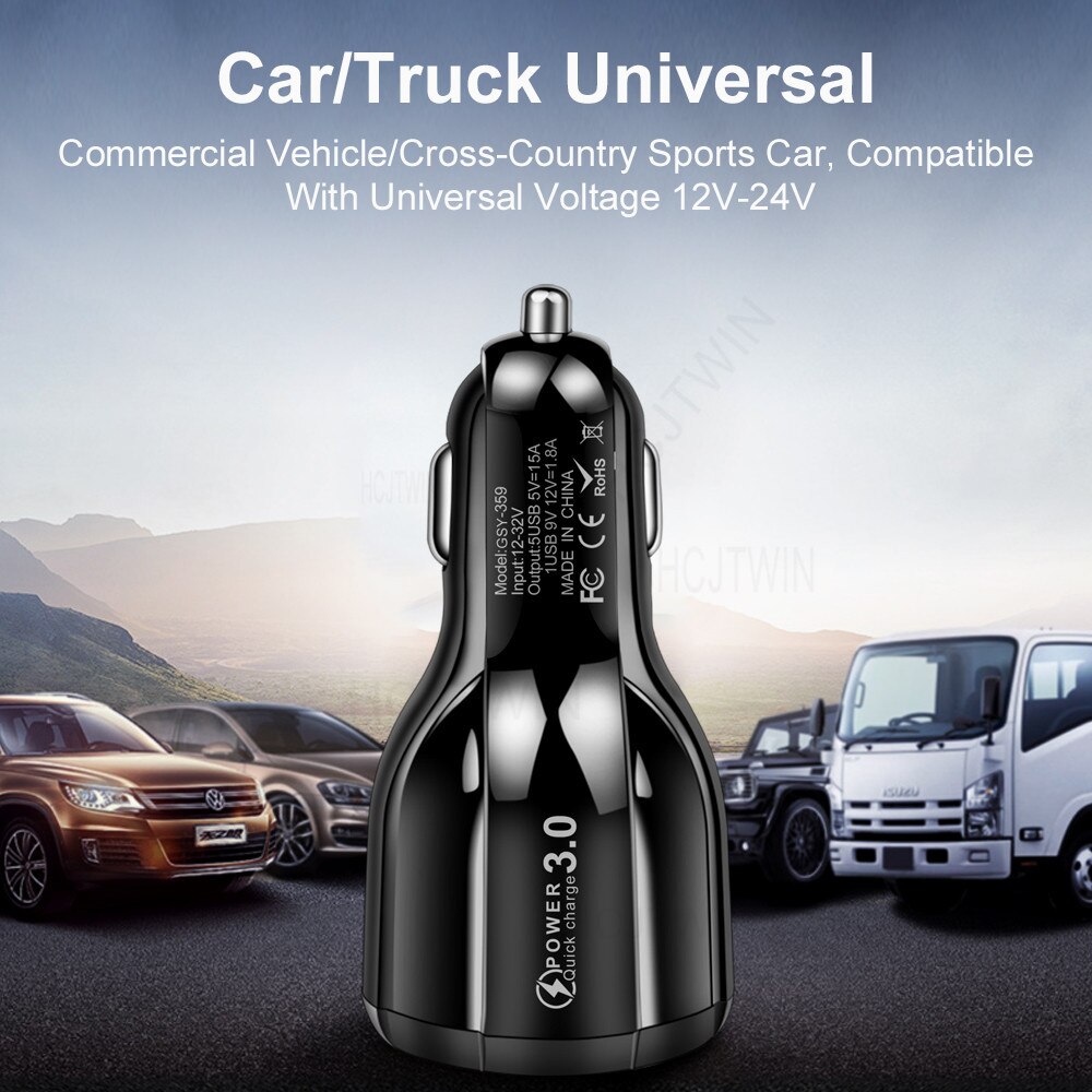 60w 15a 5 usb car charger  qc 3,0 fast charger led fast charging for iphone 12 samsung xiaomi huawei mobile phone charger adapter