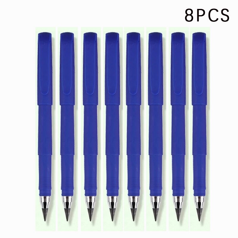 8Pcs Eeuwige Pen Onbeperkt Schrijven Potlood Geen Inkt Pen Uitwisbare Voor Kinderen Tekening School Kantoor Kawaii Briefpapier: 8pcs blue