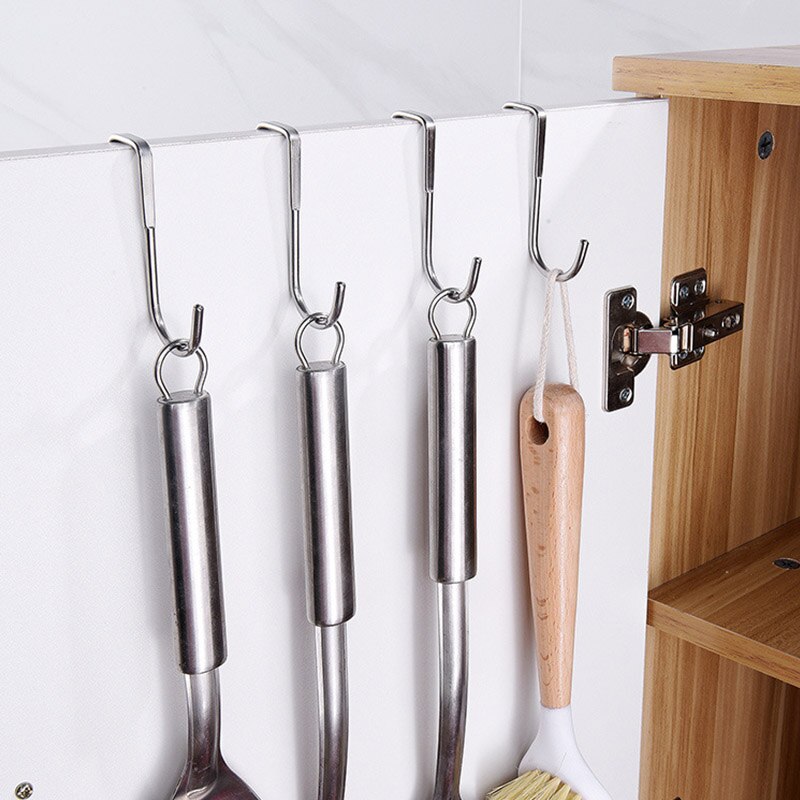 Rvs Gratis Ponsen Kastdeur Zonder Trace Haak S-Type Deur Hanger Hanger Deur Terug Kapstok Dubbele haken Keuken