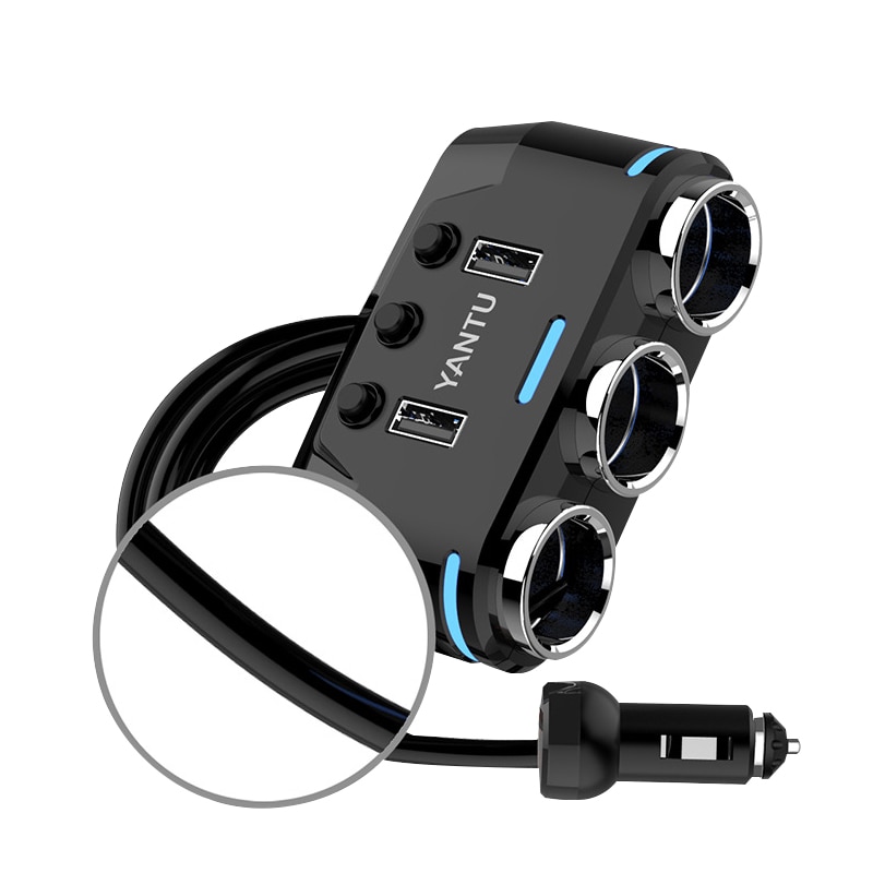 Dobbel usb-port 3 -veis auto sigarettenneruttak splitter lader plugg adapter  dc 5v 1a+2.1a for alle telefoner og pc ipad  mp3