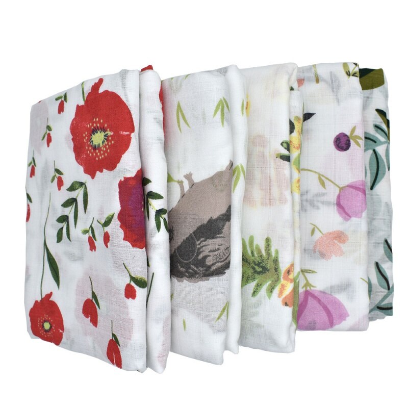 120*120cm cobertor do bebê algodão flor fruta impressão cobertor do bebê macio envoltório babys recém-nascido cobertor 2 camadas da criança swaddling