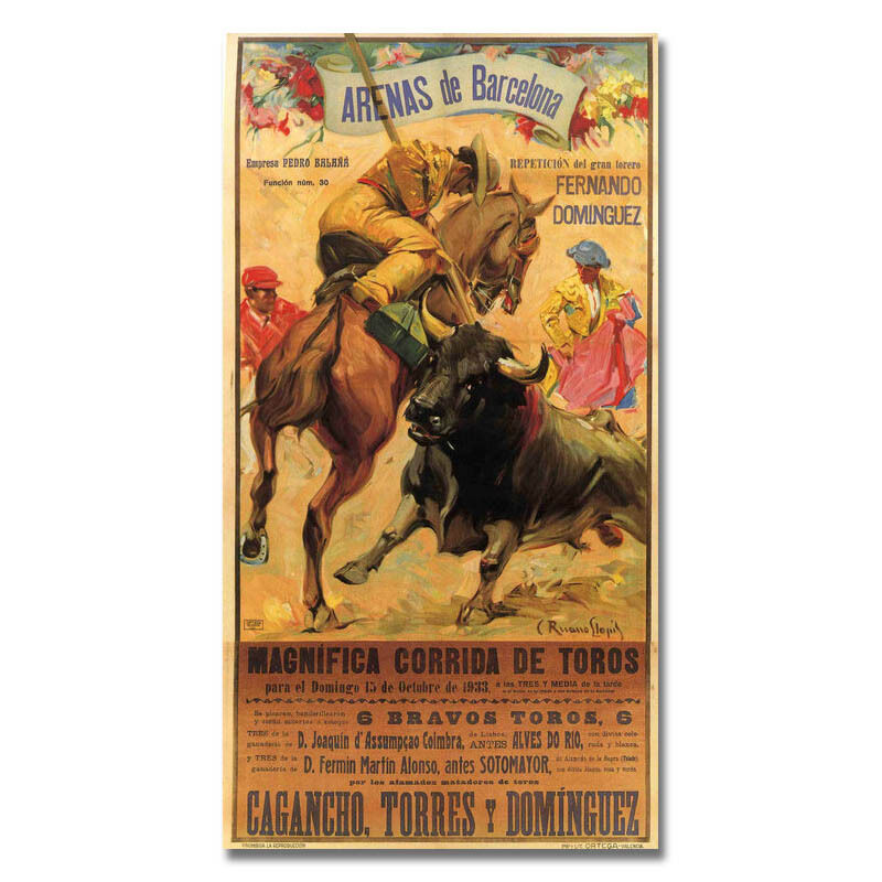 Arena's van barcelona stierenvechten spaanse kunst zijde poster decoratieve schilderkunst 24 x 36 inch