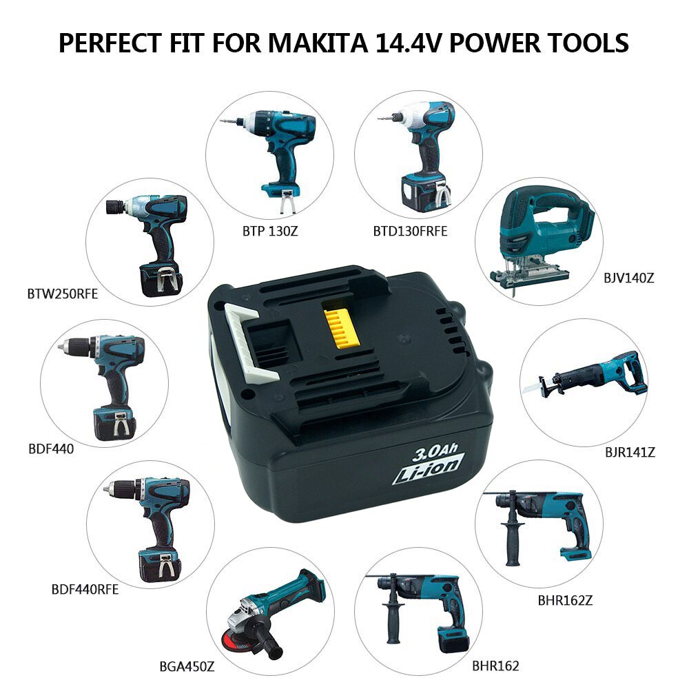 14.4v 3.0ah 3000 mah litiumioni  bl1430 ladattava akku makita-akkutyökaluille  bl1440 da340 drf bdf 343 ilmainen posti
