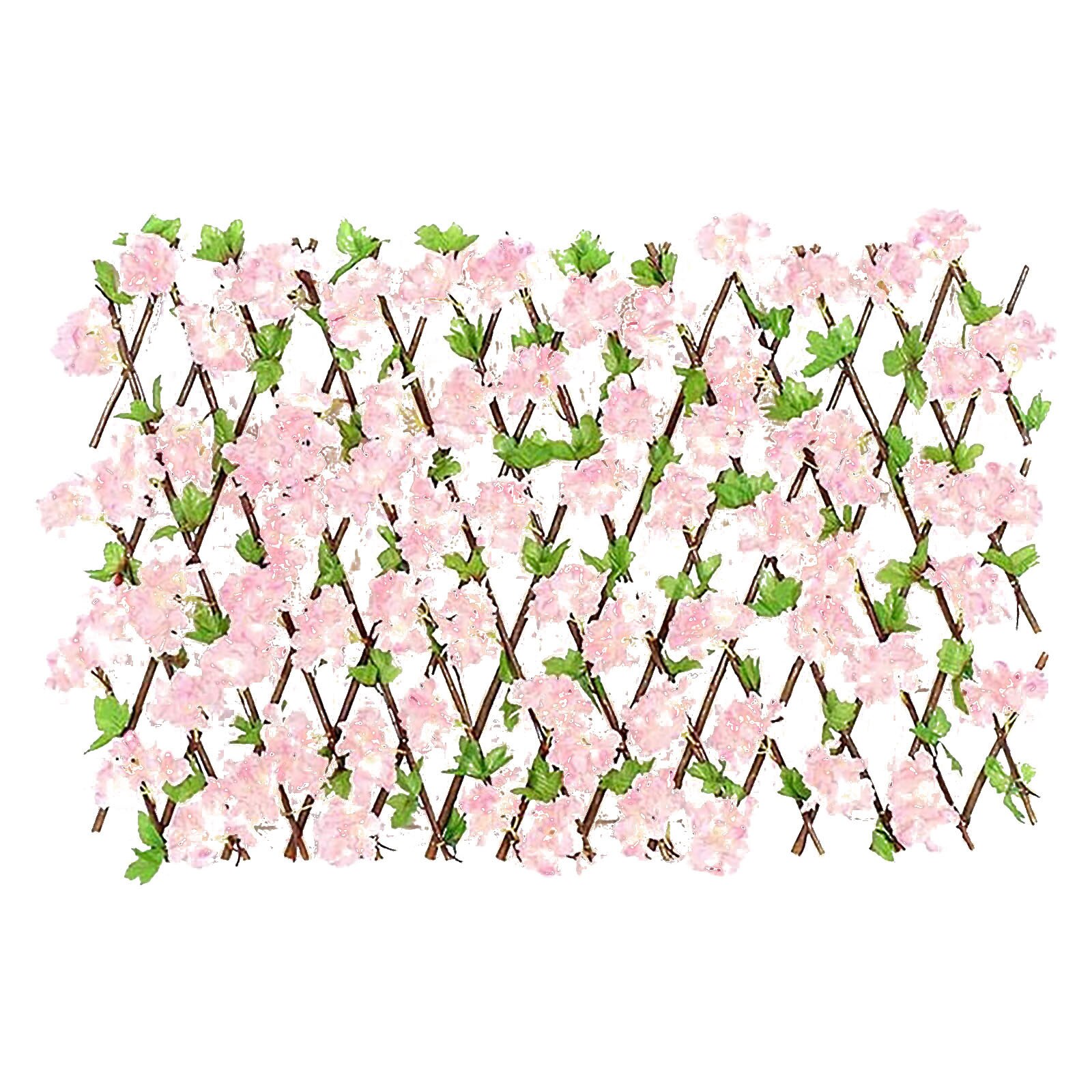 Intrekbare Hek Uitbreiden Houten Hek Hedge Met Kunstmatige 6 Soorten Cherry Bloem Bladeren Tuin Decoratie Trellis Screen