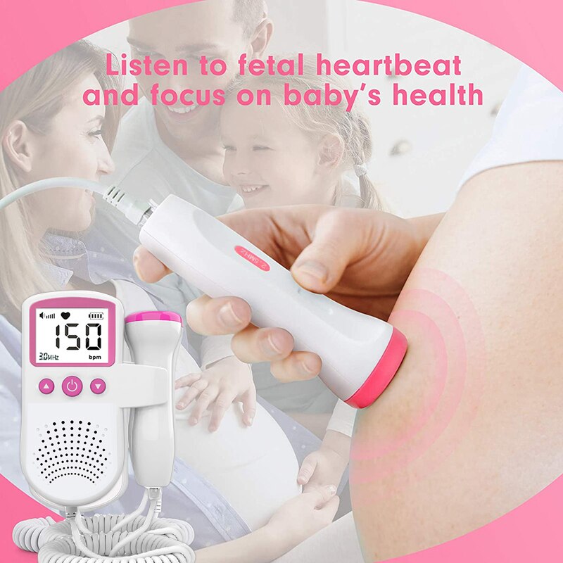 Ultrasound Fetal Doppler Heart Rate Monitor For Home Sonar Pregnancy Baby Heartbeat Meter No Radiation 3.0MHz LCD Display