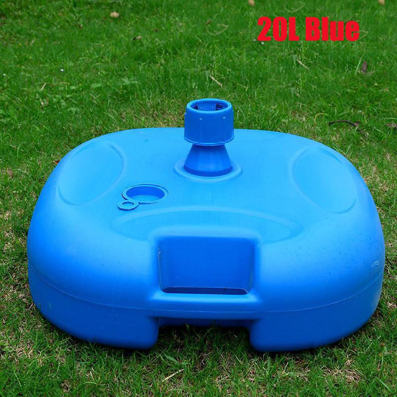 Outdoor fishing camping sunshade umbrella stand water sand fill plastic umbrellas support tripot quad steel structure: 20L water tank