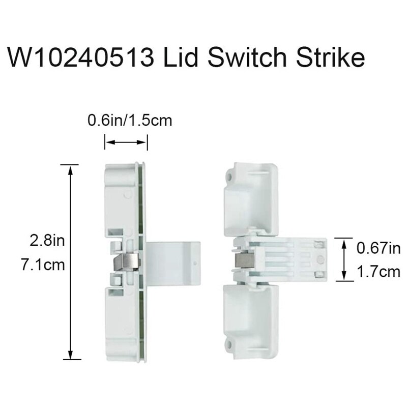W10404050 Lid Lock Latch Switch and W10240513 Lid Lock Strike for Whirlpool, Kenmore Washer Washing Machine