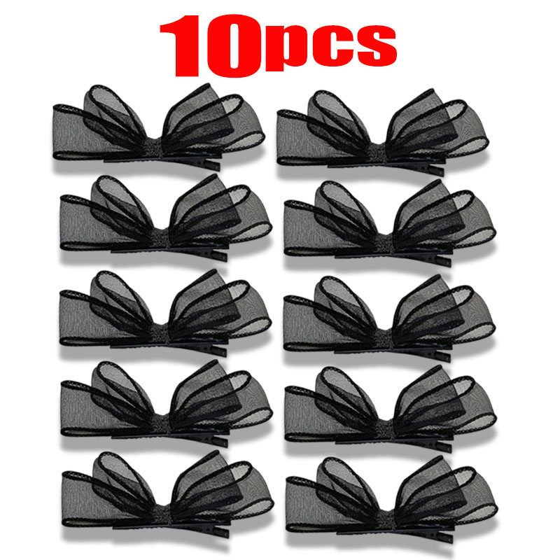 Women's Big Bows Lace Flower Hairpins Fabric Elastic Bowknot Hair Bands Girls Hair Accessories Korean Hair Clip: black