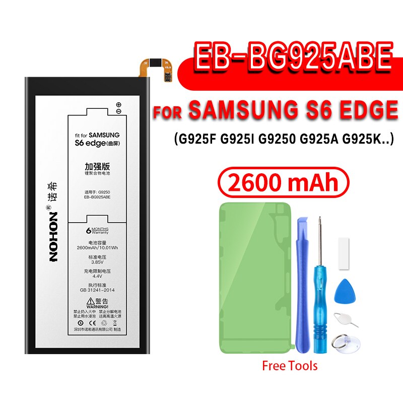 NOHON Batteria Per Samsung Galaxy S9 S8 Più S7 S6 Bordo Più S5 S4 NFC S3 Note8 Note4 Note3 NFC note2 N910X N9100 Phone Bateria: S6 Edge