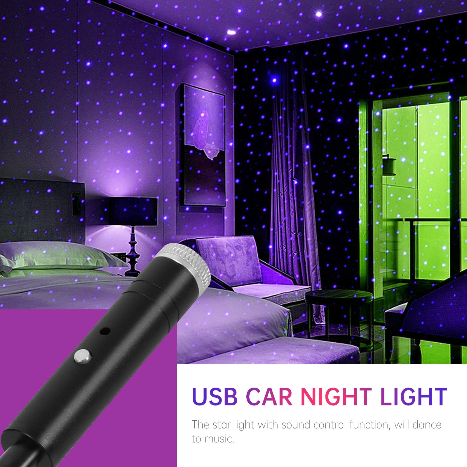 USB Star Night Light Auto Roof Star Light Romantic Star Light Decoration for Car