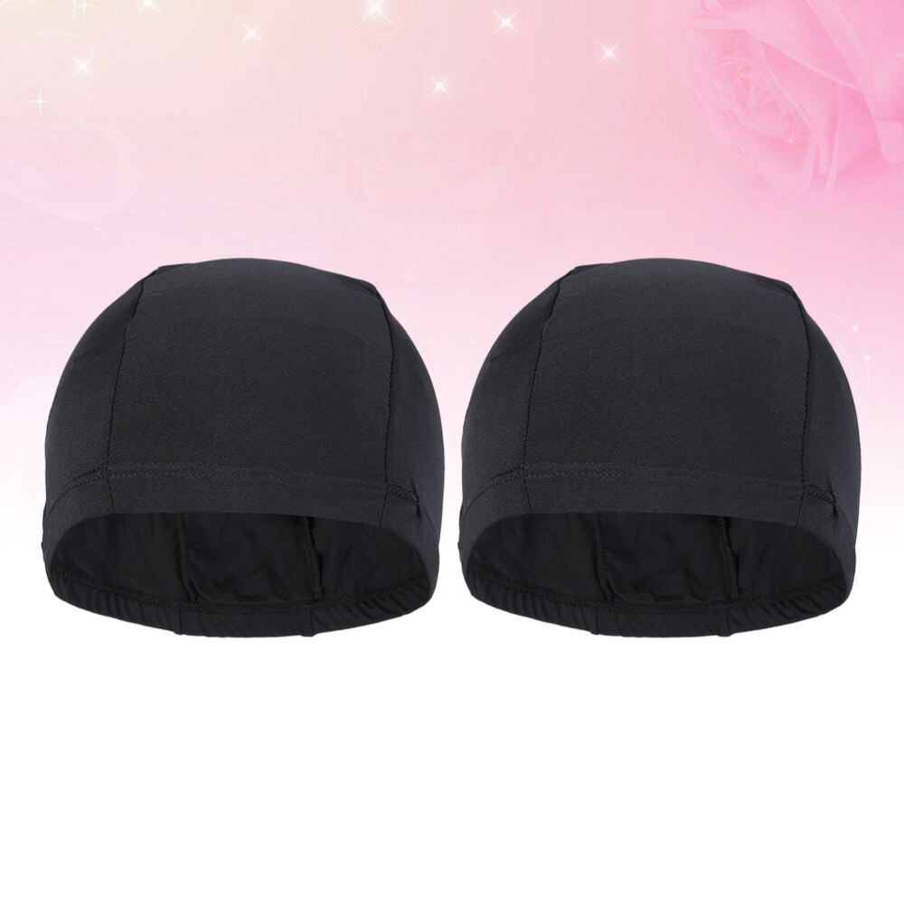Lot de 2 bonnets de bain confortables de couleur unie, bonnets de douche unisexes en polyester pour femmes et hommes